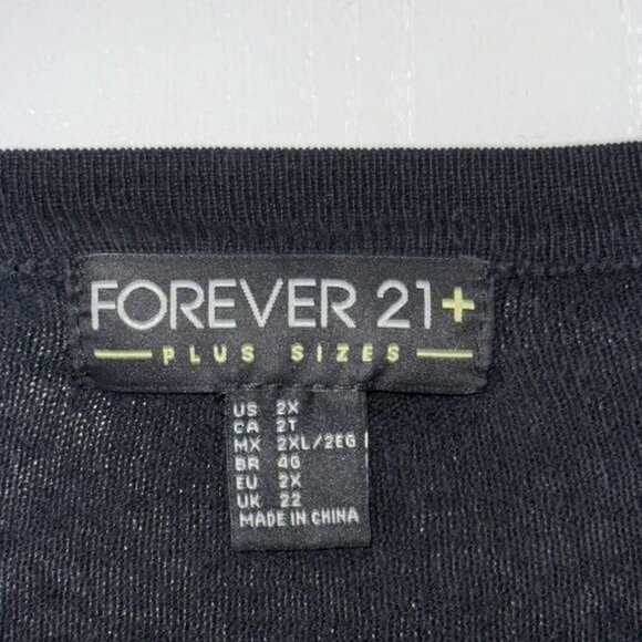 Forever 21+ Black Button Front Cardigan Sweater 2X Plus Size Long Sleeve With Po - Picture 2 of 6